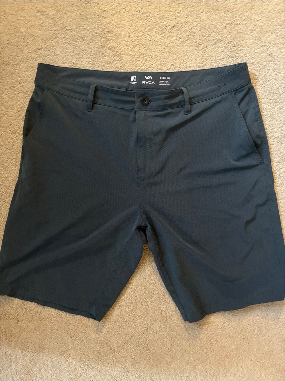 RVCA Men's Dark Charcoal Flat-Front Performance Shorts